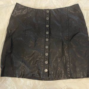 Free People Black Leather Skirt (Size 12)
